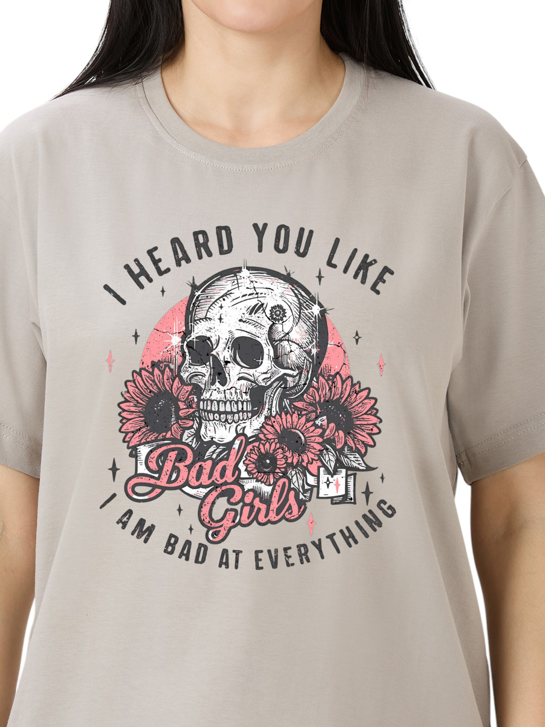 Women's Printed "I Heard You Like Bad Girl" Cotton Oversized Premium 220 GSM T-Shirt
