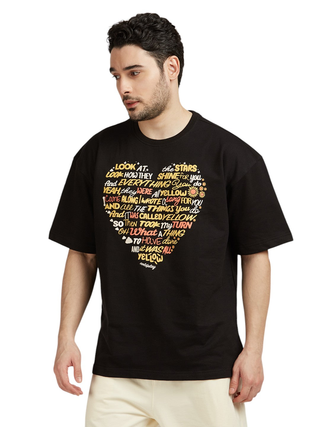 Coldplay Yellow Lyrics Tshirt Oversized 260gsm