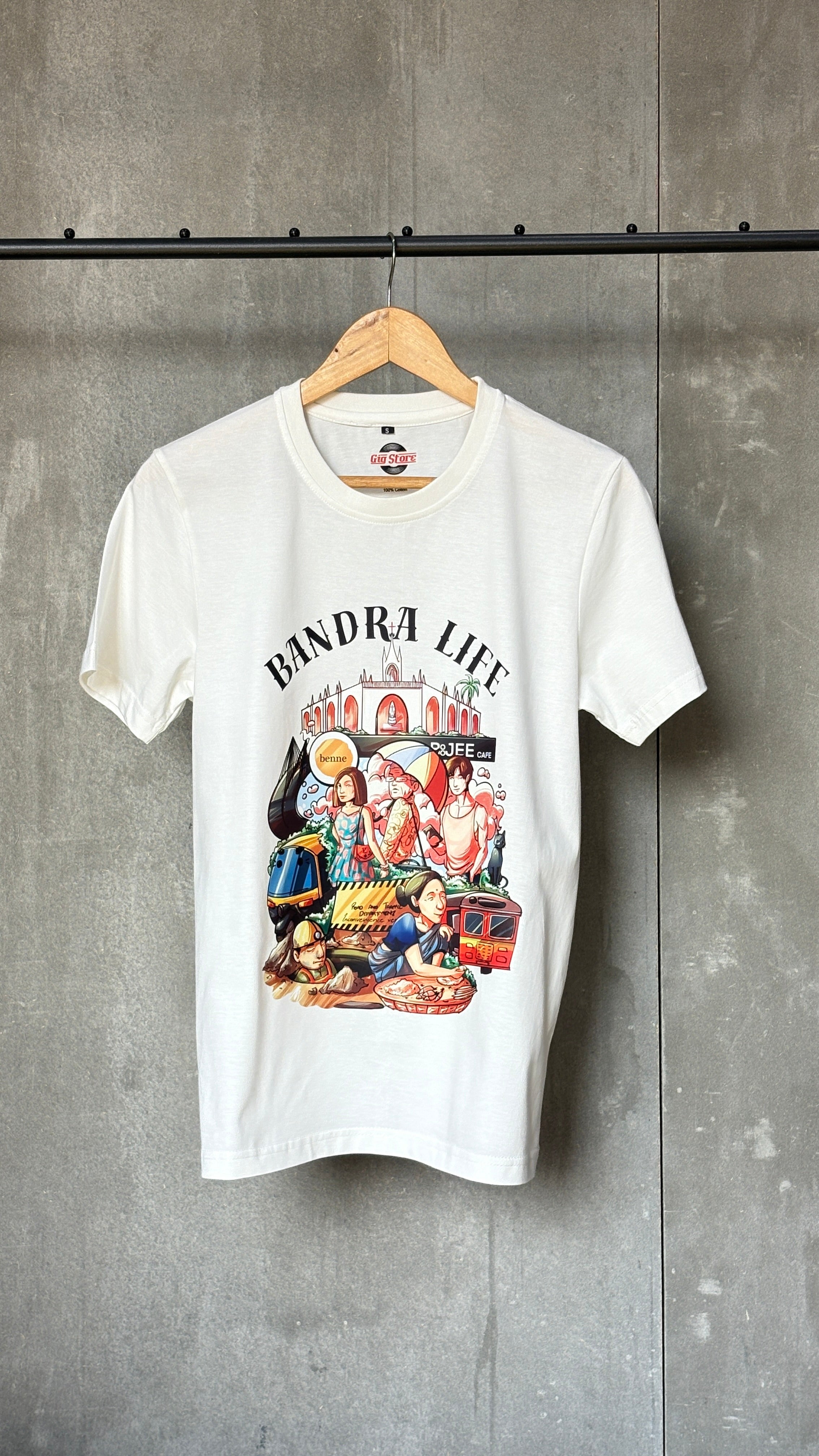 Bandra Life Round Neck Cotton T-Shirt Unisex Off White