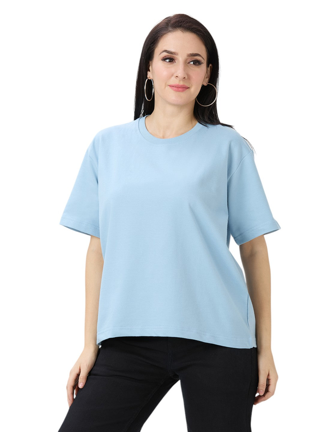 Women's Solid Cotton Oversized Premium 260 GSM T-Shirt