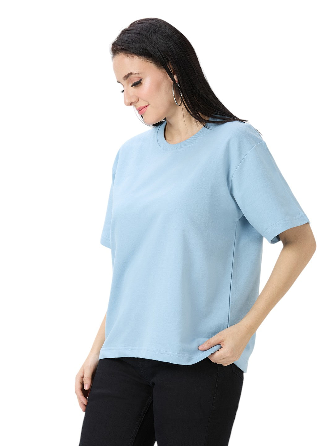 Women's Solid Cotton Oversized Premium 260 GSM T-Shirt
