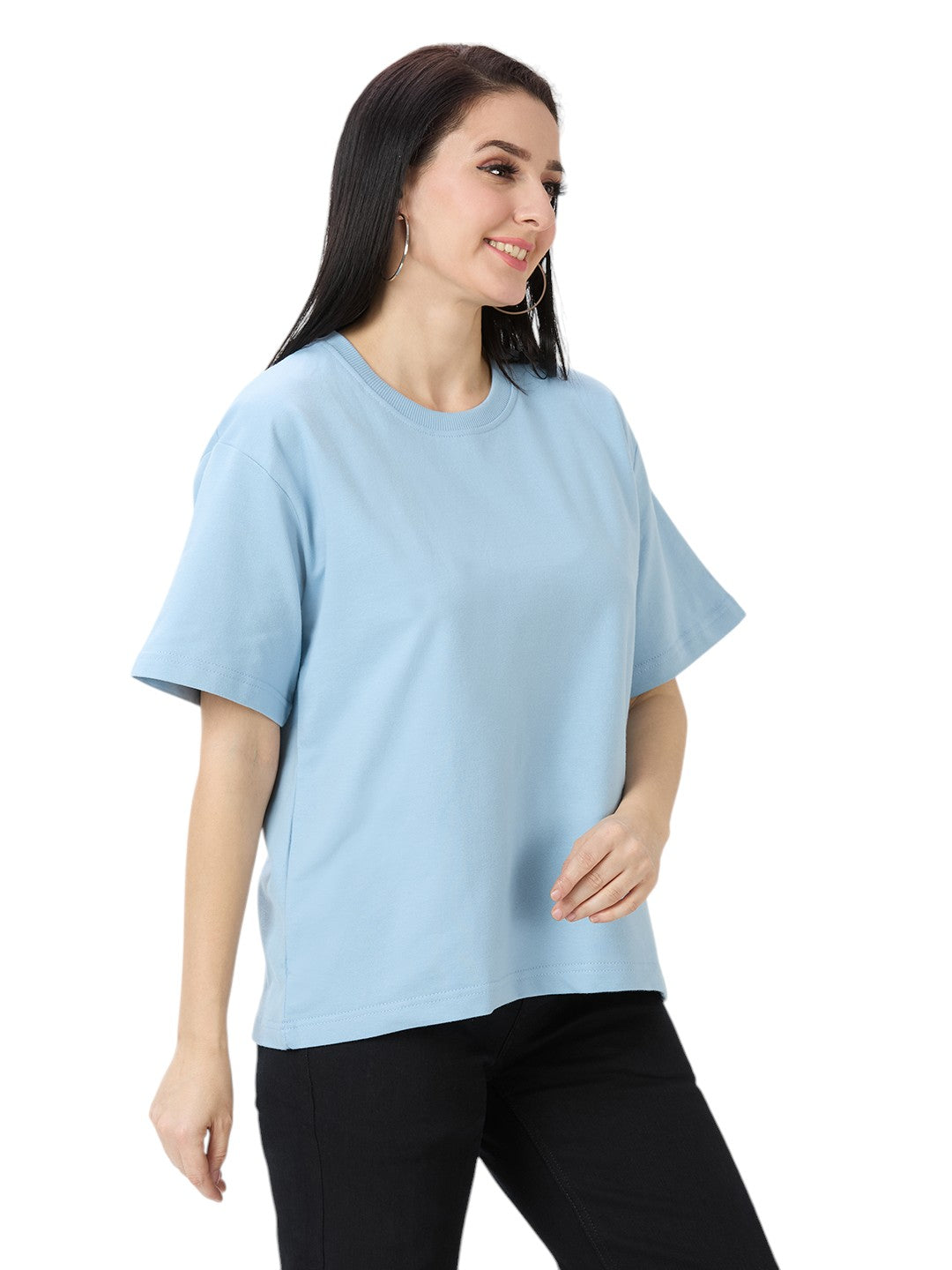 Women's Solid Cotton Oversized Premium 260 GSM T-Shirt