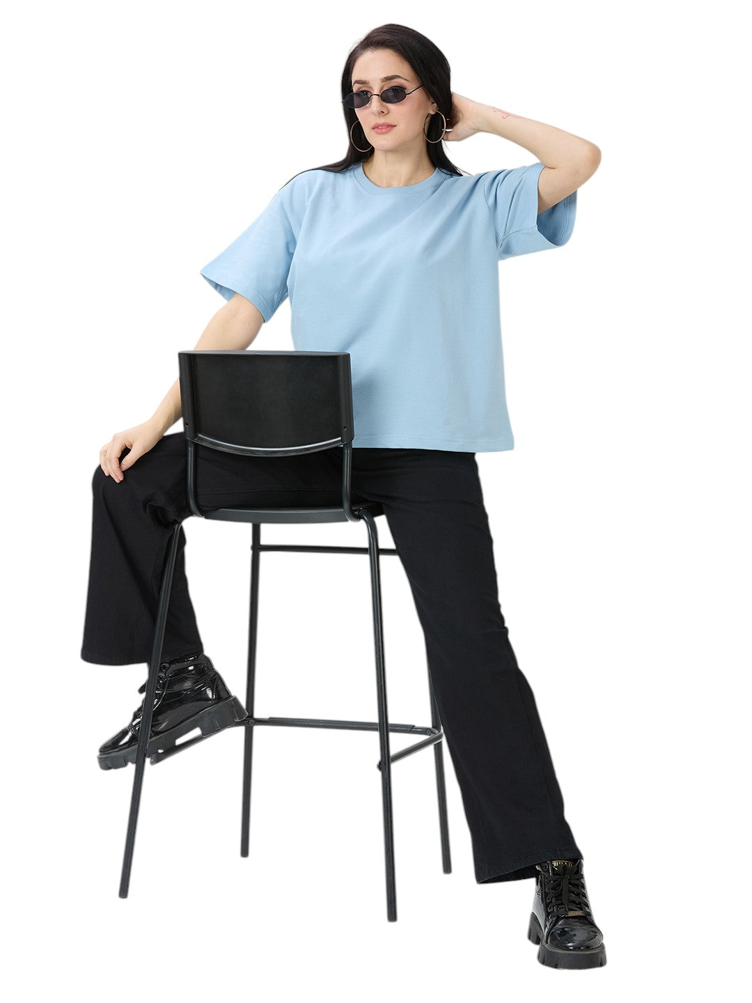 Women's Solid Cotton Oversized Premium 260 GSM T-Shirt