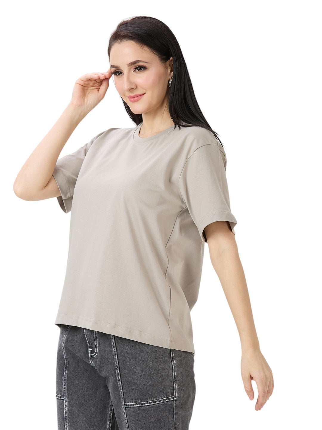 Women's Solid Cotton Oversized Premium 220 GSM T-Shirt