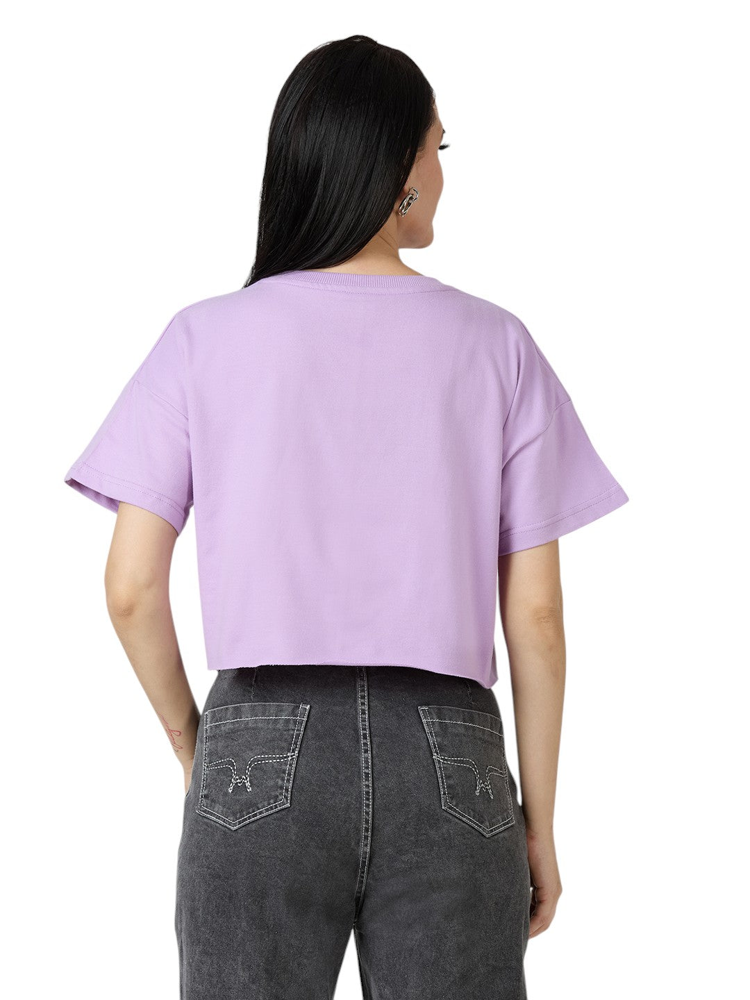 Women's Crop-Top Oversized Solid Cotton Premium 260 GSM T-Shirt