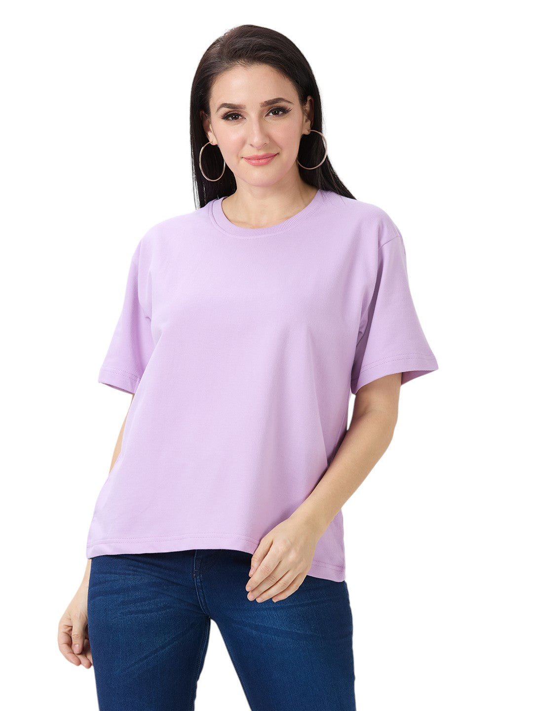 Women's Solid Cotton Oversized Premium 260 GSM T-Shirt