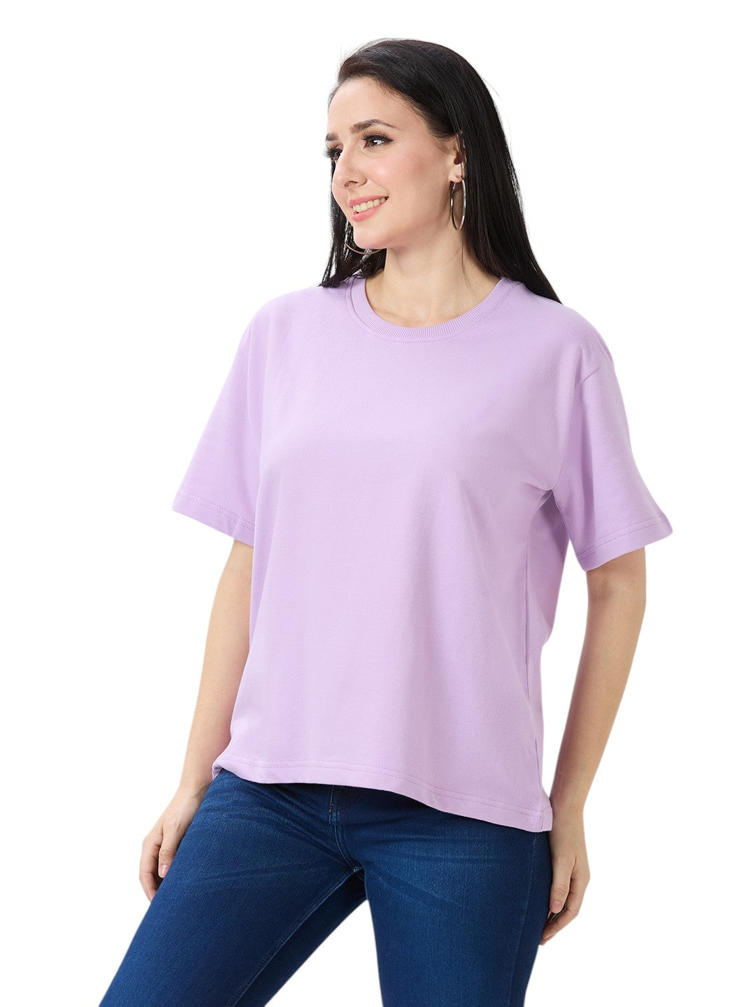 Women's Solid Cotton Oversized Premium 260 GSM T-Shirt