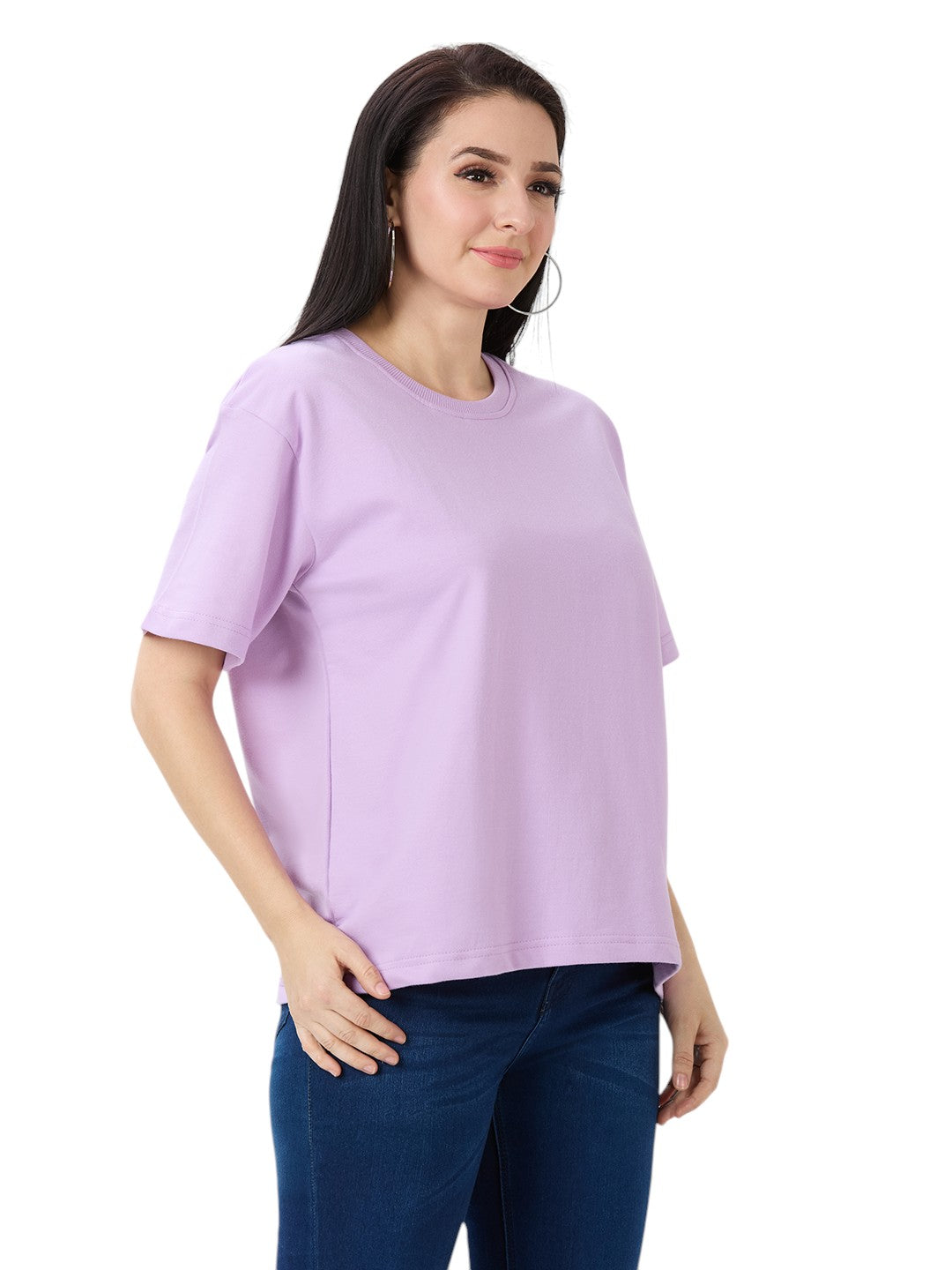 Women's Solid Cotton Oversized Premium 260 GSM T-Shirt