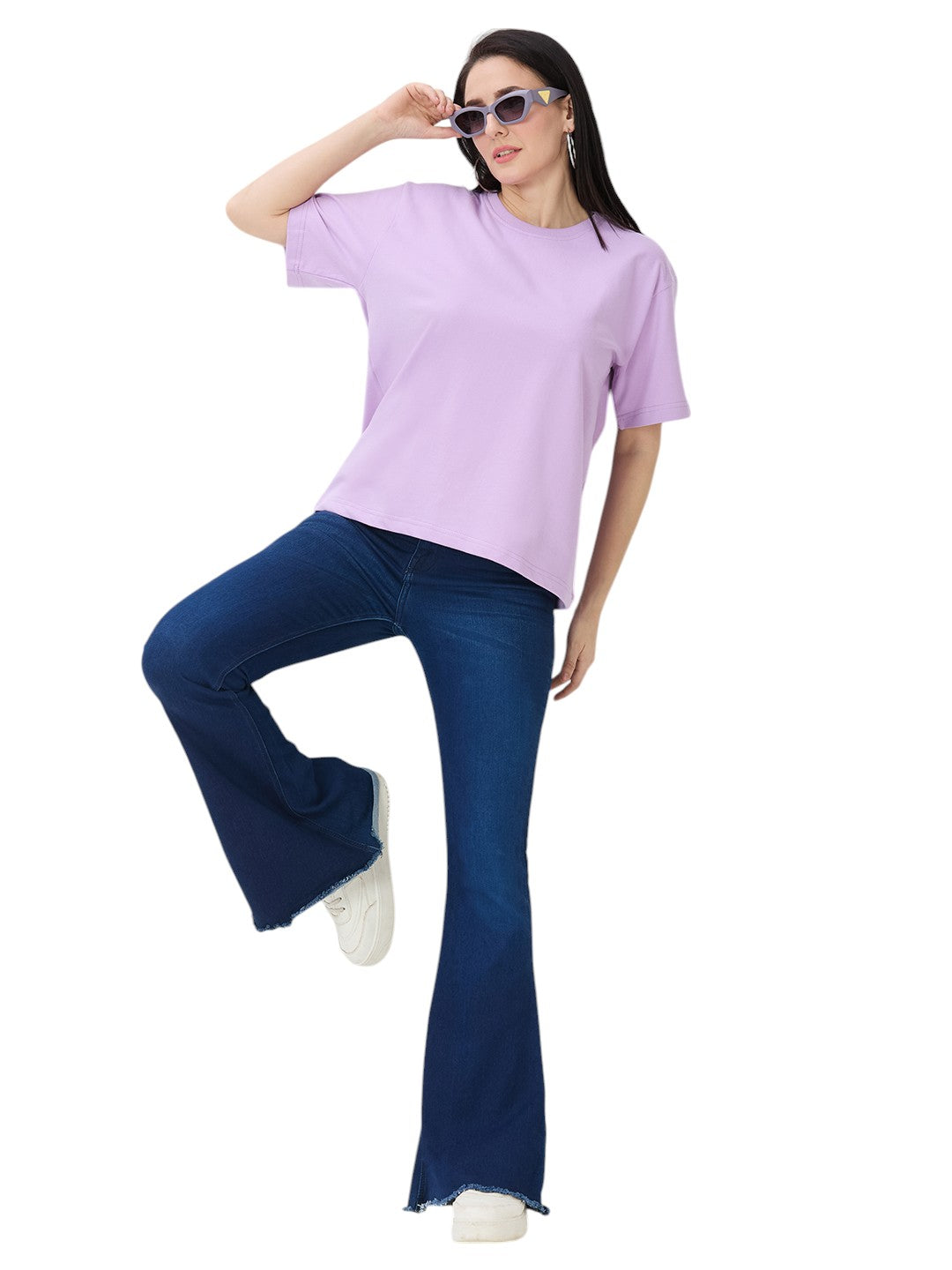Women's Solid Cotton Oversized Premium 260 GSM T-Shirt