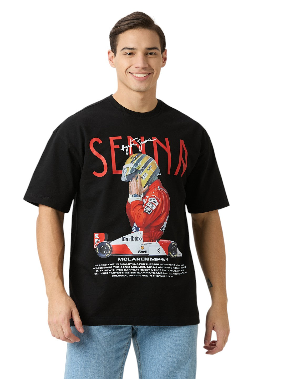 Senna Formula One Oversized  Cotton Graphic Print 230 GSM T-Shirt Unisex