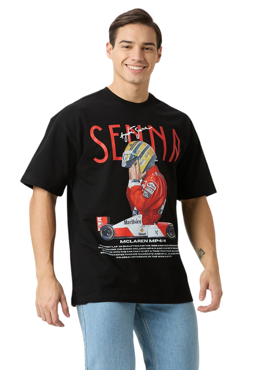 Senna Formula One Oversized  Cotton Graphic Print 230 GSM T-Shirt Unisex