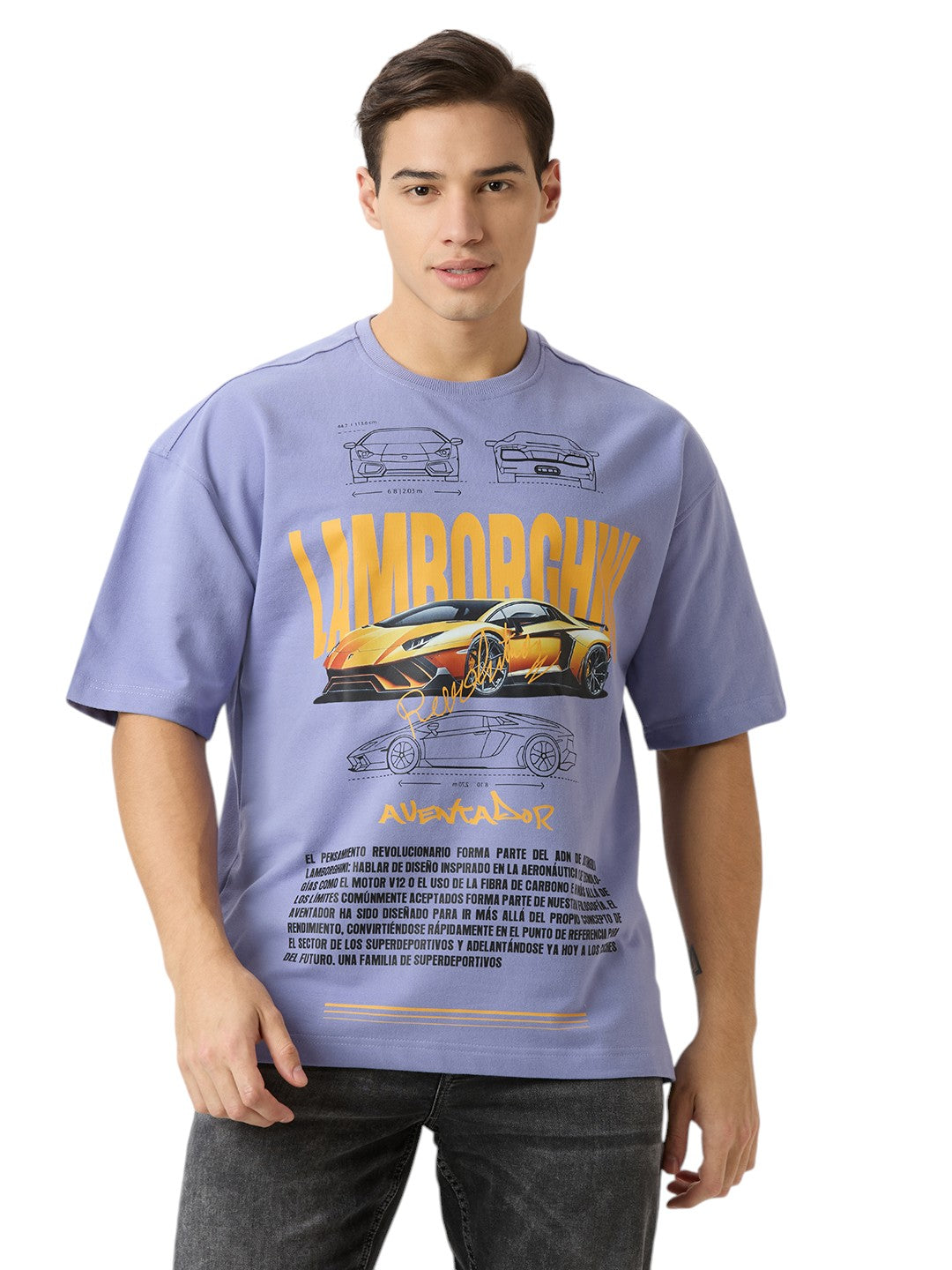 Lamborghini Oversized  Cotton Graphic Print 260 GSM T-Shirt Unisex