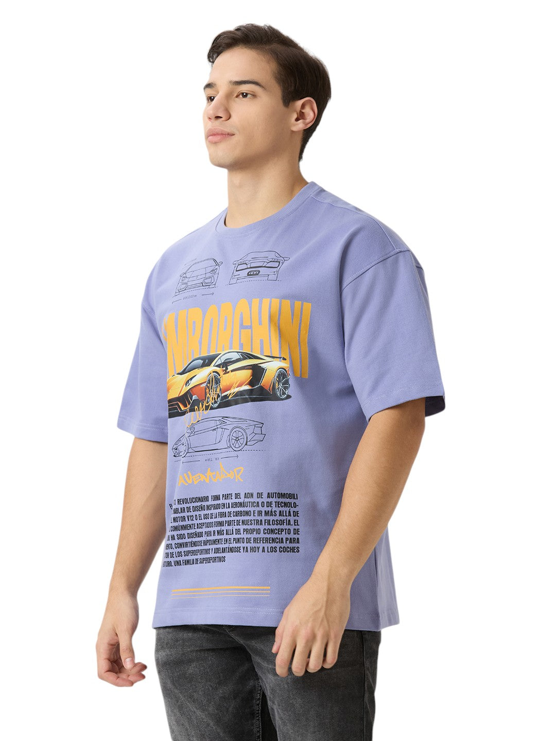 Lamborghini Oversized  Cotton Graphic Print 260 GSM T-Shirt Unisex
