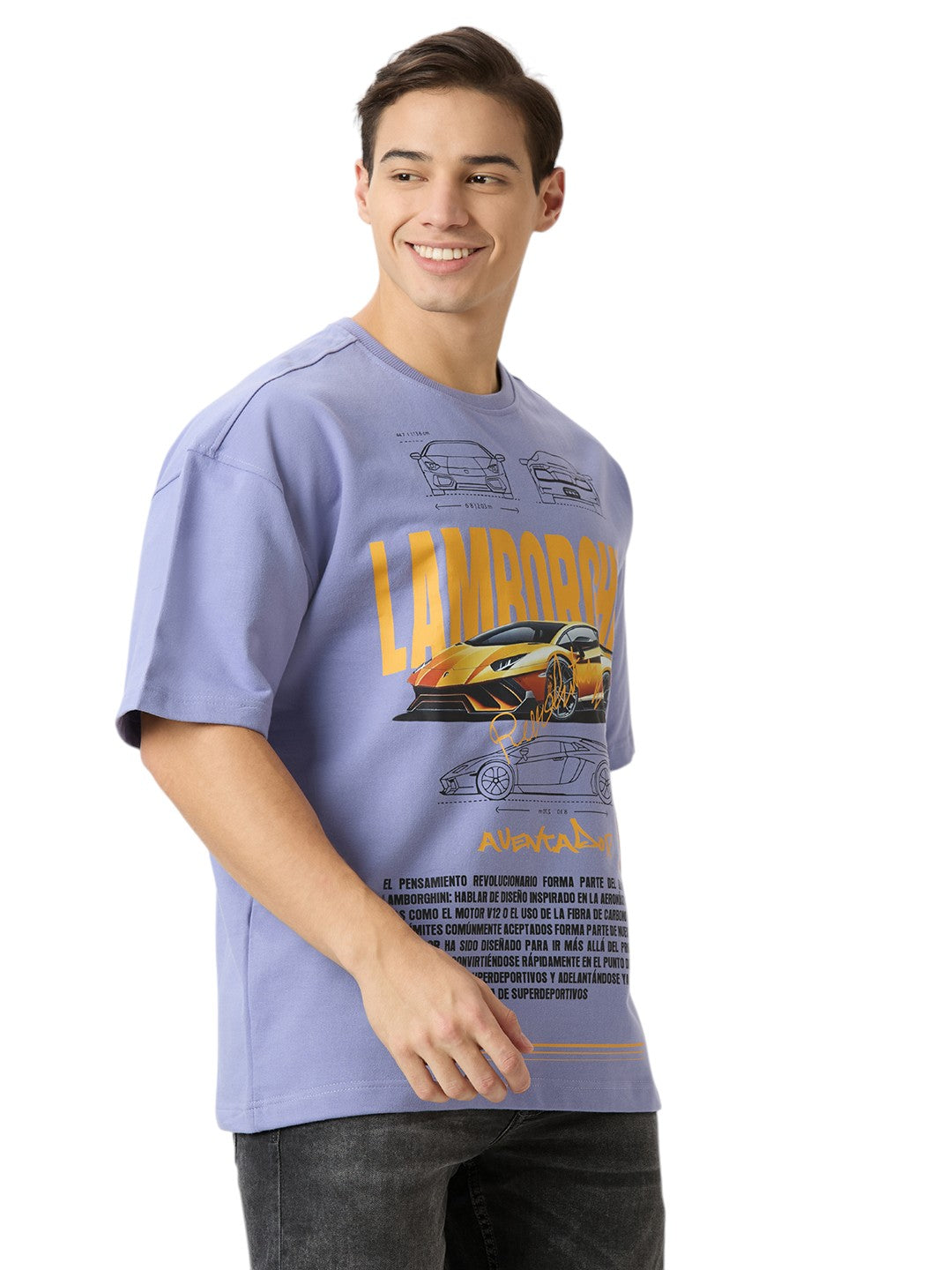 Lamborghini Oversized  Cotton Graphic Print 260 GSM T-Shirt Unisex