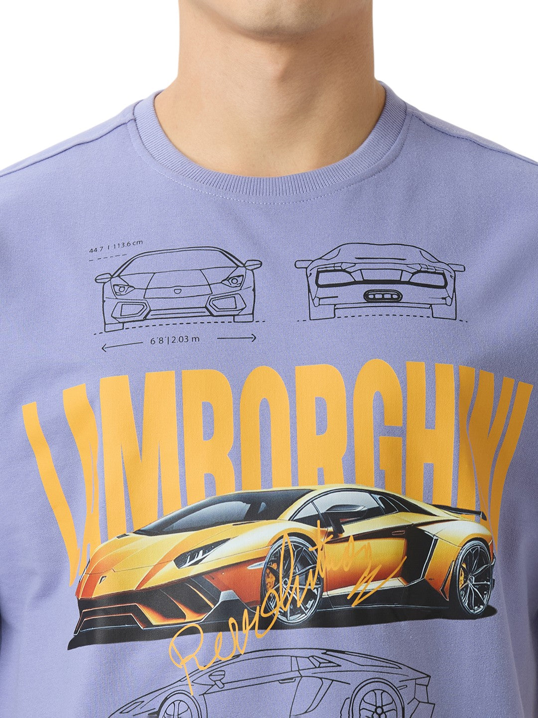 Lamborghini Oversized  Cotton Graphic Print 260 GSM T-Shirt Unisex