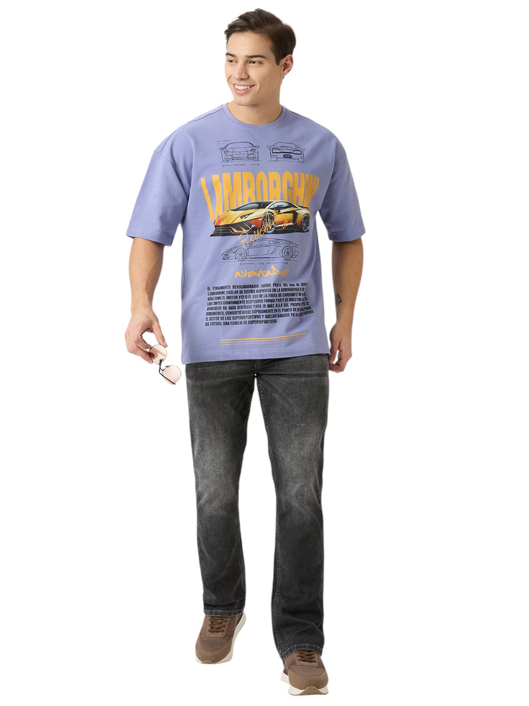 Lamborghini Oversized  Cotton Graphic Print 260 GSM T-Shirt Unisex