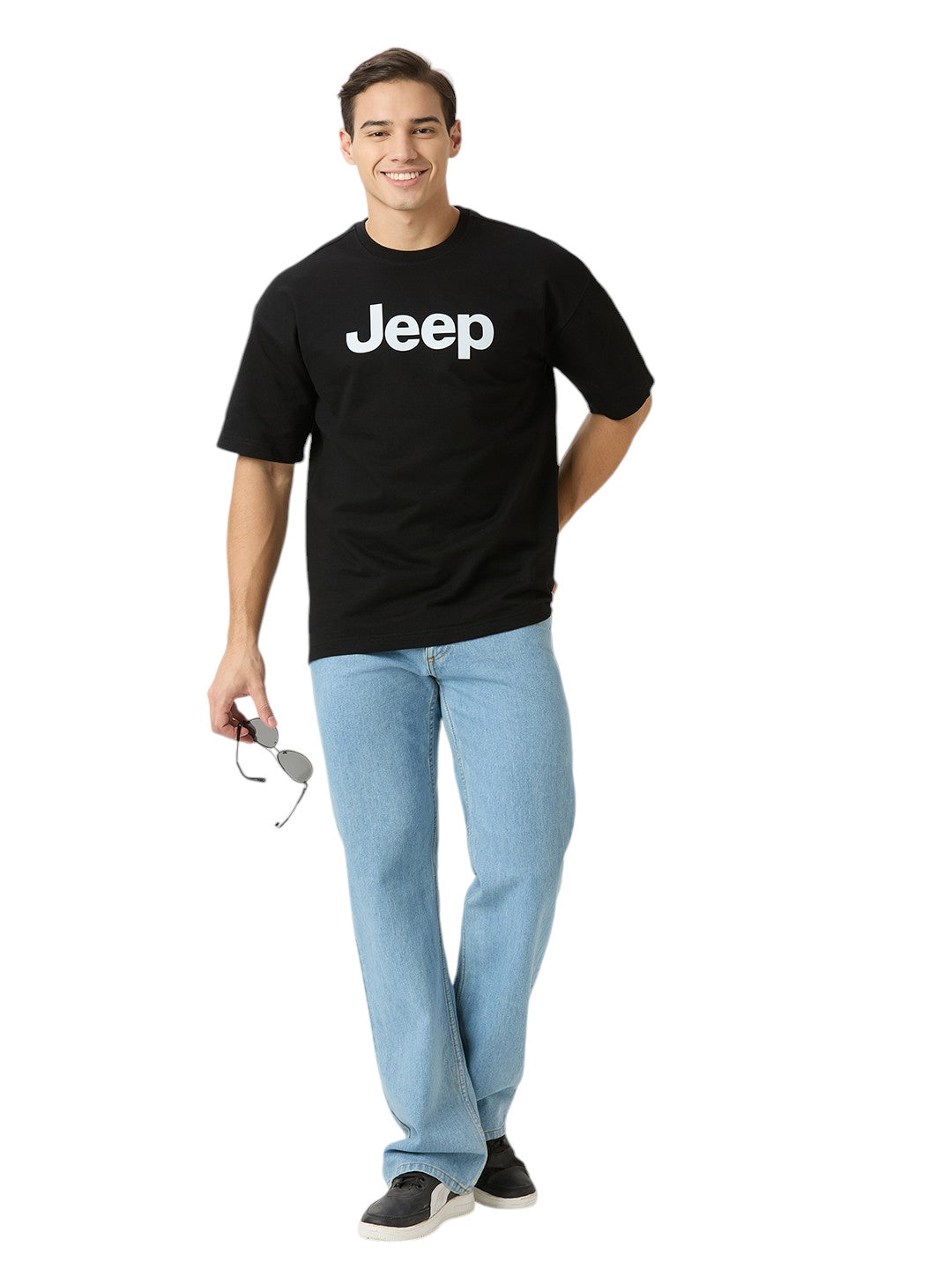 JEEP Oversized  Cotton Graphic Print 230 GSM T-Shirt