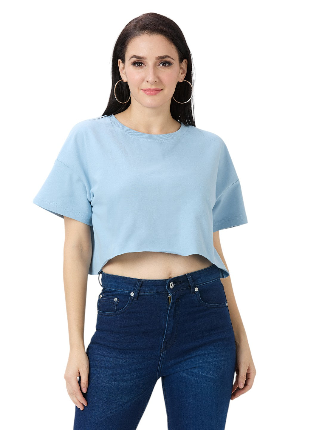 Women's Crop-Top Oversized Solid Cotton Premium 260 GSM T-Shirt