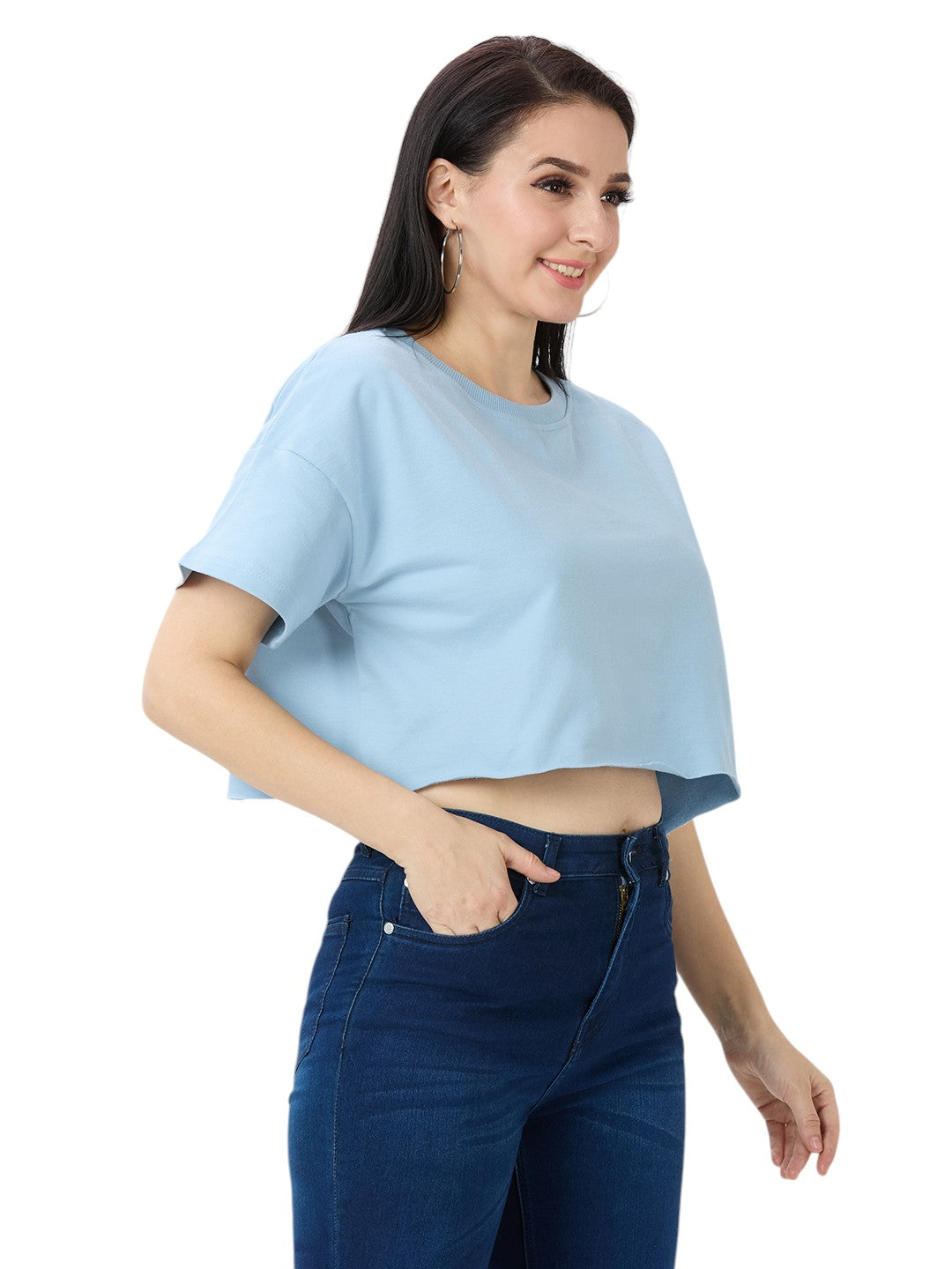 Women's Crop-Top Oversized Solid Cotton Premium 260 GSM T-Shirt