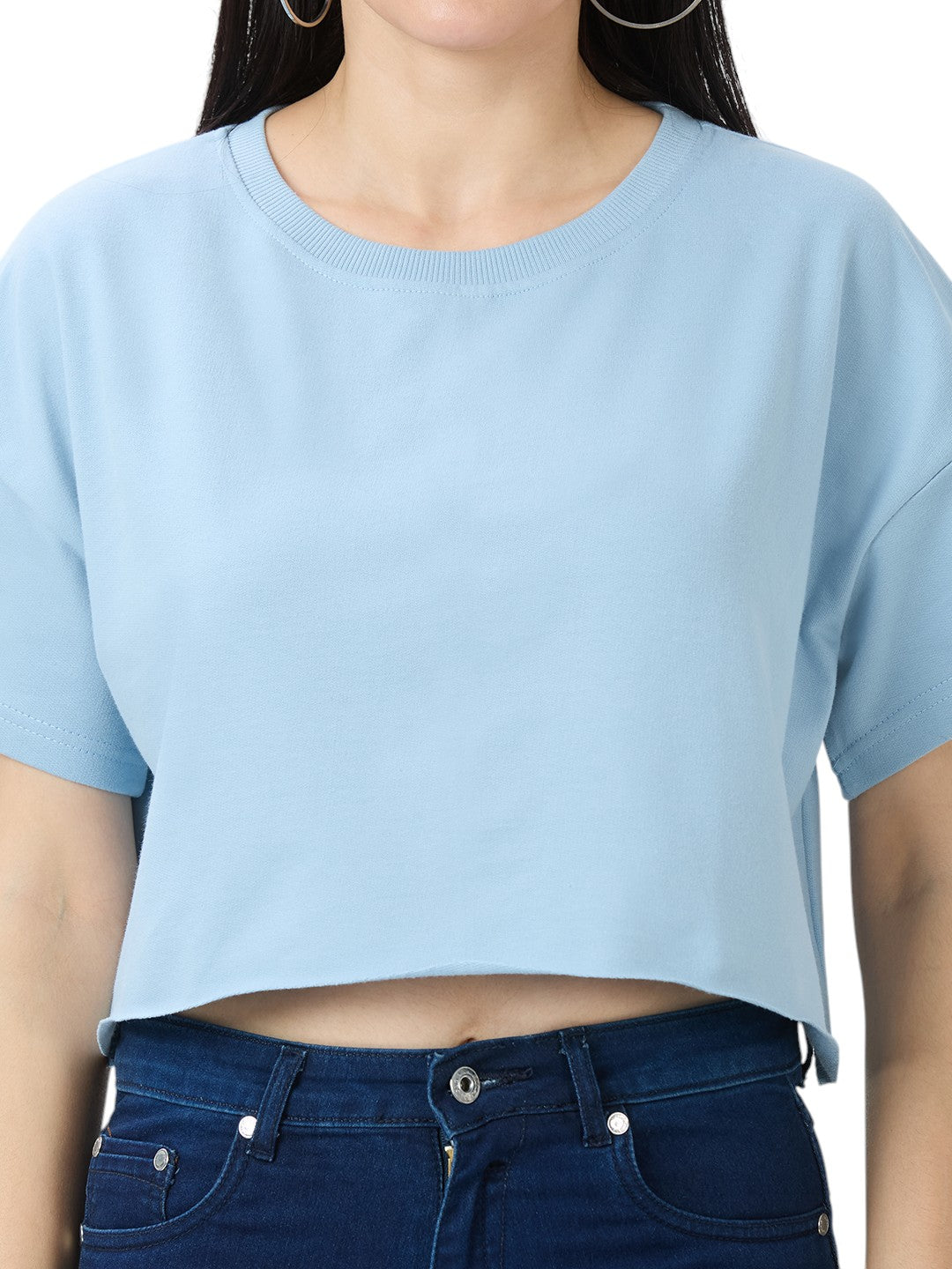 Women's Crop-Top Oversized Solid Cotton Premium 260 GSM T-Shirt