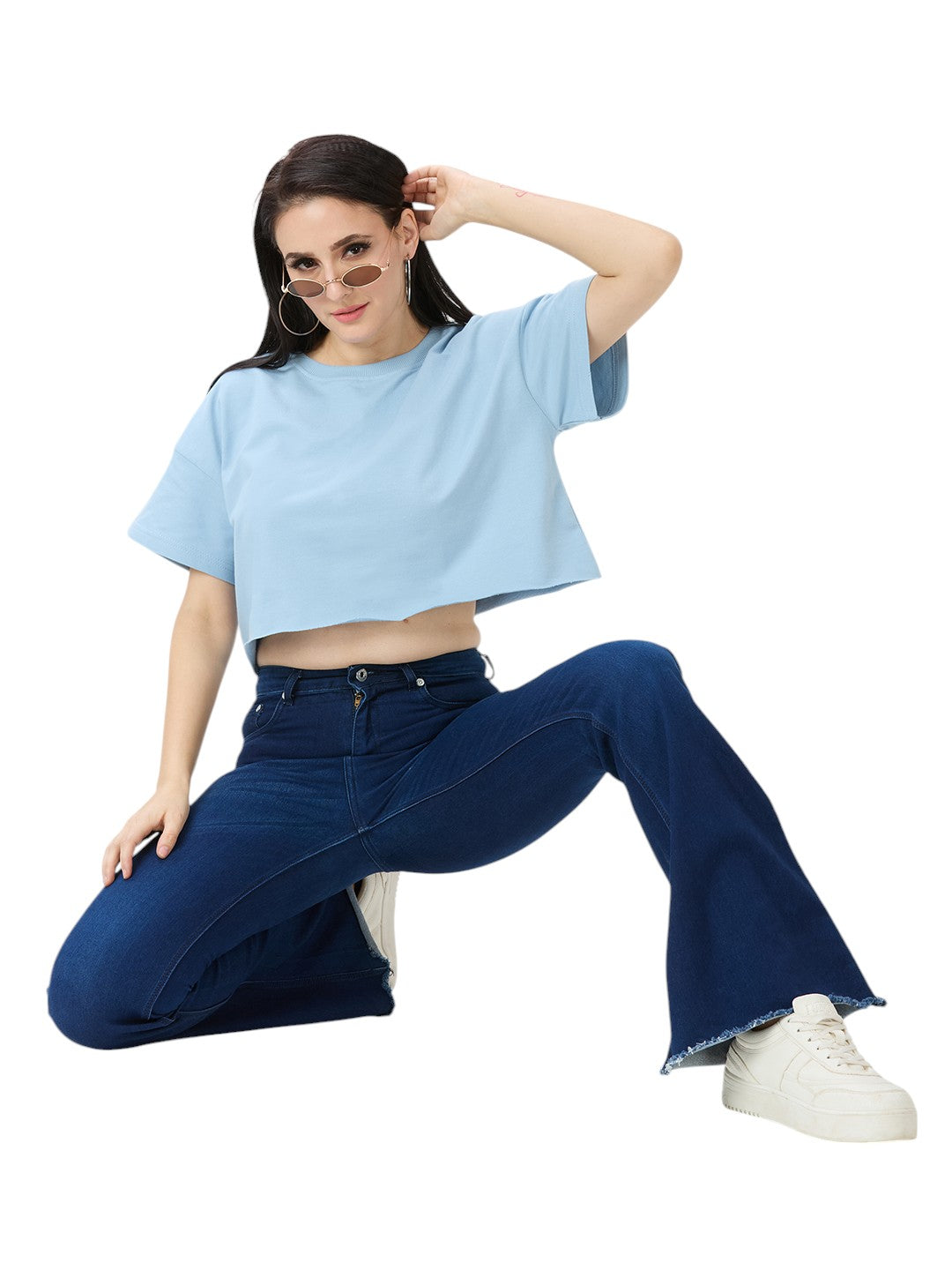 Women's Crop-Top Oversized Solid Cotton Premium 260 GSM T-Shirt