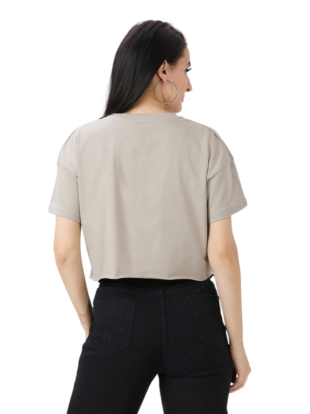 Women's Crop-Top Oversized Solid Cotton Premium 220 GSM T-Shirt